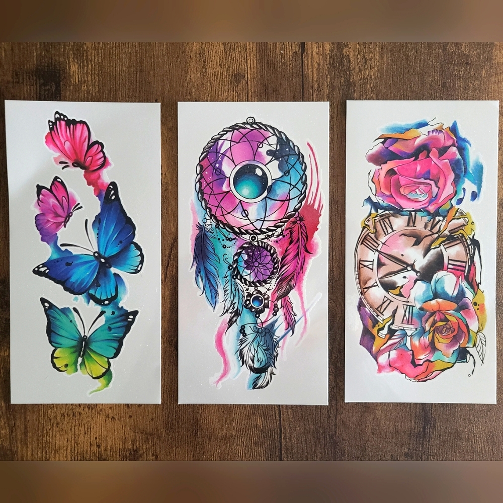Large colored temporary tattoos, vibrant color tattoos